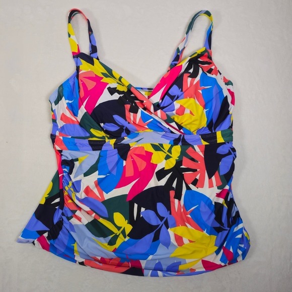 Anne Cole Women's Tropical Leaf Print Swim Tankini Top Plus Size 24W - Picture 3 of 7